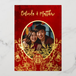 フォトフローラライン中国のア結婚ート 箔招待状