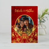 フォトフローラライン中国のア結婚ート 箔招待状 (立ち正面)