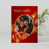 フォトフローラライン中国のア結婚ート 箔招待状 (立ち正面)