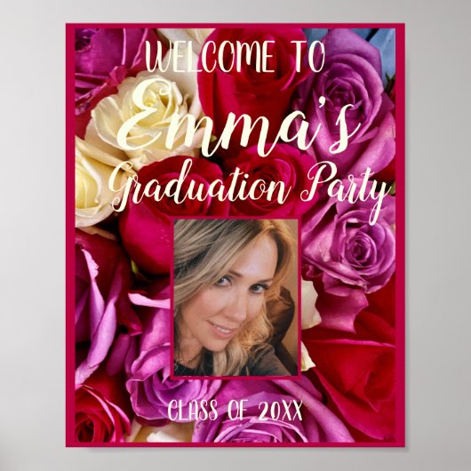 フォトフローラ卒業パーティーブライトタイポグラフィP ポスター (正面)