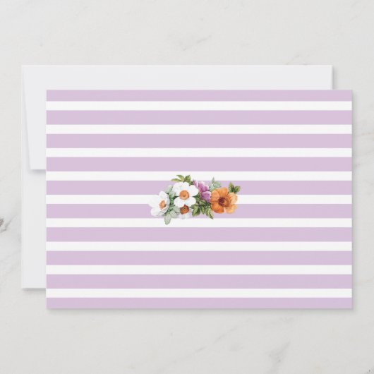 フォトフローラ金ゴールドクラウンパープル誕生日招待状 招待状 (裏面)