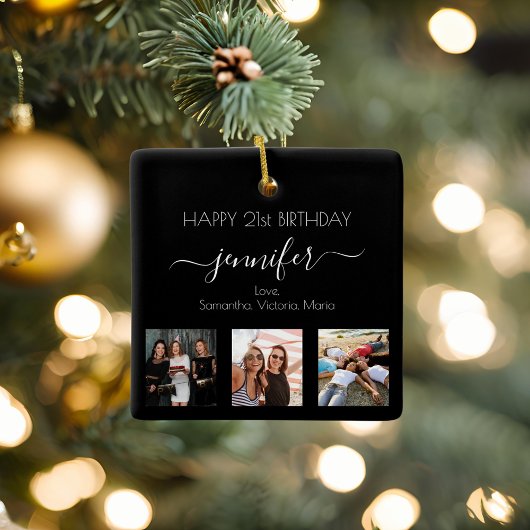 フォトフ最高のァンズ誕生日白黒シック セラミックオーナメント