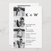 フォトブカジュアルースイニシャル4台が1台に結婚揃う 招待状 (正面/裏面)