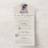 フォトブックとバラ水彩ラベンダー結婚の追加 オールインワン招待状 (内側)