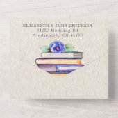 フォトブックとバラ水彩ラベンダー結婚の追加 オールインワン招待状 (裏面)