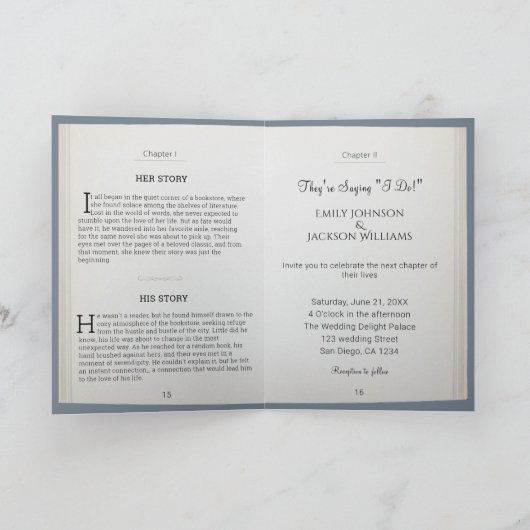 フォトブックパーソナライズされたをテーマにした結婚式招待状 招待状 (内部)