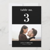 フォトブモダンロ結婚ックのテーブル番号3 5x7 招待状 (正面)