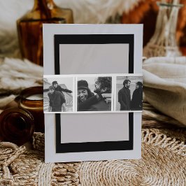 フォトブモダンースストリップコラージュ結婚のモノグラム 招待状ベリーバンド