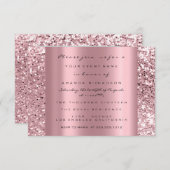 フォトブライダルシャワーバラグリッターピンク卒業 招待状 (正面/裏面)