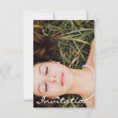 フォトブライダルシャワーバラ金ゴールド滴下卒業 招待状 (裏面)