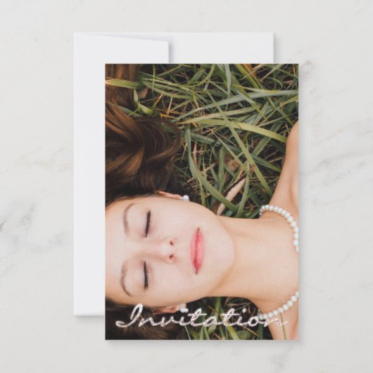 フォトブライダルシャワーバラ金ゴールド滴下卒業 招待状 (裏面)