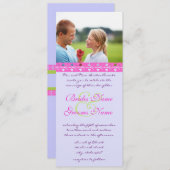 フォトブライトピンクとライムトリム結婚式招待状 招待状 (正面/裏面)