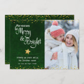 フォトブライトメリースクリプトグリーン金ゴールドグリッタースター シーズンカード (正面/裏面)