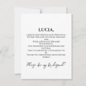 フォトブライドメイド提案カードテンプレート 招待状 (裏面)