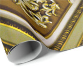 フォトブラウンとグリーンの抽象芸術天井 ラッピングペーパー (ロールコーナー)