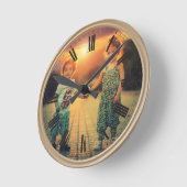 フォトブラウンカスタムクラスの作成エレガント ラウンド壁時計 (傾斜)