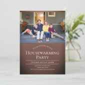 フォトブラウンモダンホワイト引っ越し祝いパーティー 招待状 (スタンド正面)