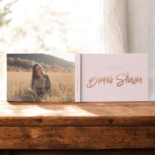 フォトブラシスクリプトエレガントピンクブライダルシャワー ゲストブック