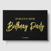 フォトブラシスクリプトエレガントブラック誕生日 ゲストブック (正面)