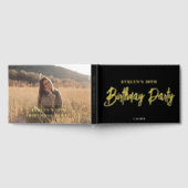 フォトブラシスクリプトエレガントブラック誕生日 ゲストブック (全面)