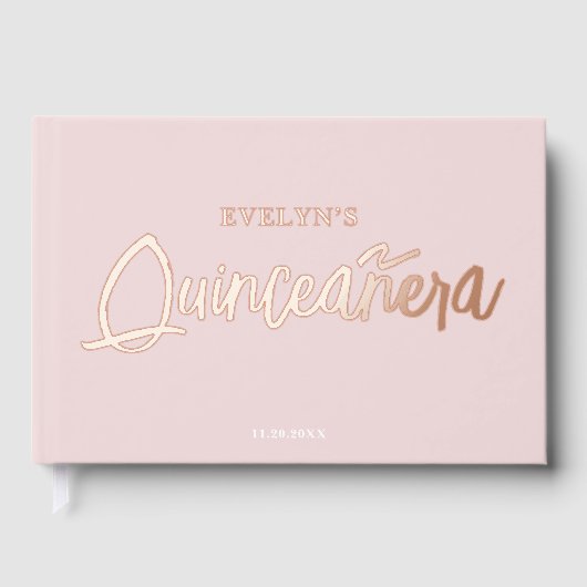 フォトブラシスクリプトピンク誕生日キンセアニェラ ゲストブック (正面)
