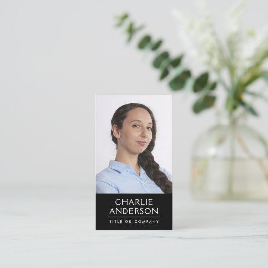 フォトブラッカスタムク垂直ミニマリスモダント 名刺 (スタンド正面)