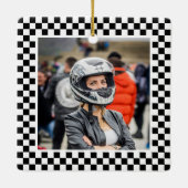 フォトブラックとホワイトのチェッカーズ セラミックオーナメント (裏面)