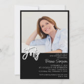 フォトブラックとホワイトの40th誕生日 招待状 (正面)