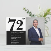 フォトブラックとホワイト72番目の誕生日招待状 招待状 (スタンド正面)