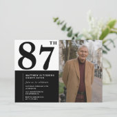 フォトブラックとホワイト87誕生日招待状 招待状 (スタンド正面)