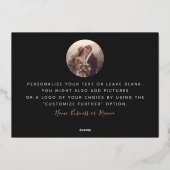 フォトブラックとミニマルハートを追加モダンありがとう 箔シーズンカード (裏面)