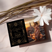 フォトブラックと金ゴールドアールデコの卒業 招待状