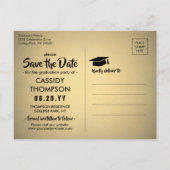 フォトブラックと金ゴールドモダン卒業の日付を保存 ポストカード (裏面)