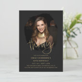 フォトブラックと金ゴールド30th Birthday 招待状 (スタンド正面)