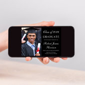 フォトブラックエレガントカレッジ卒業 案内状