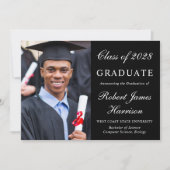フォトブラックエレガントカレッジ卒業 案内状 (正面)