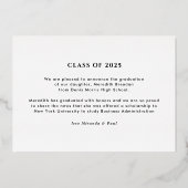 フォトブラックエレガントゴールドフォイルグラッド発表 箔招待状 (裏面)