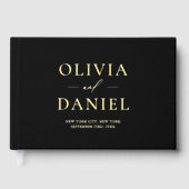 フォトブラックエレガント金ゴールドミニマモダンリスト ゲストブック (正面)