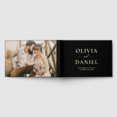 フォトブラックエレガント金ゴールドミニマモダンリスト ゲストブック (全面)