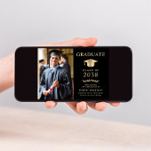 フォトブラックエレガント金ゴールド大学の卒業 案内状