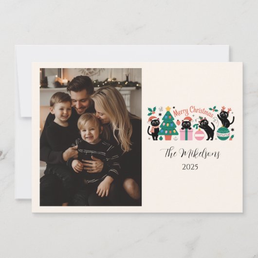 フォトブラックキャットクリスマス シーズンカード (正面)