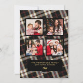 フォトブラックグレープレイド金ゴールドスクリプトクリスマス シーズンカード (裏面)