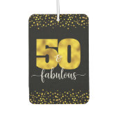 フォトブラックゴールドフォイル50ファブラス誕生日カスタム カーエアーフレッシュナー (正面)