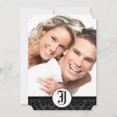 フォトブラックダマスクウェディング招待状 招待状 (裏面)