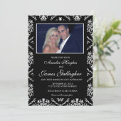 フォトブラックダムスク結婚式招待状 招待状 (スタンド正面)