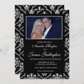 フォトブラックダムスク結婚式招待状 招待状 (正面/裏面)