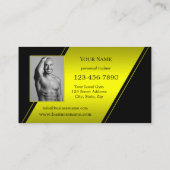 フォトブラックネオンイエローパーソナルトレーナーフィットネス 名刺 (裏面)