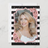 フォトブラックバラ金ゴールド50誕生日 招待状 (裏面)