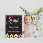 フォトブラックパスティルカラードーナツ誕生日 招待状 (スタンド正面)