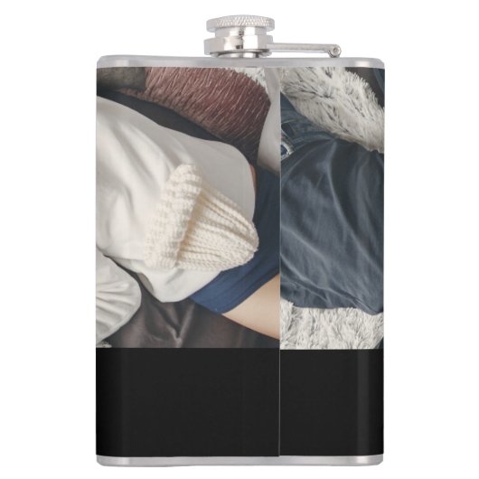 フォトブラックパーソナライズされたと金ゴールドゴルフクラブ フラスク (裏面)